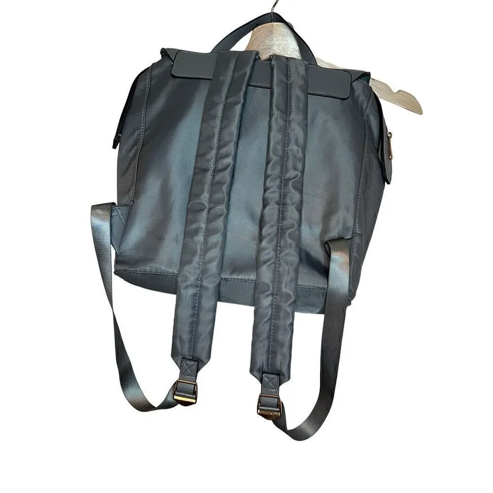 Backpack A New Day Light Gray Zip Top Faux Leather Commuter Adjustable Straps